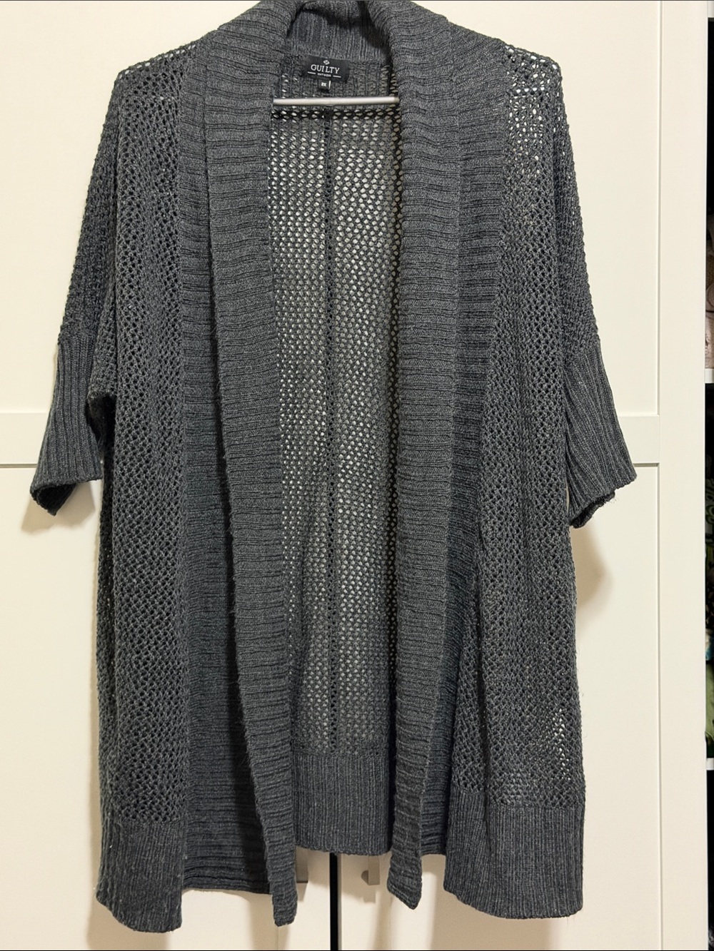 Open-Front Charcoal Knit Cardigan - Women's